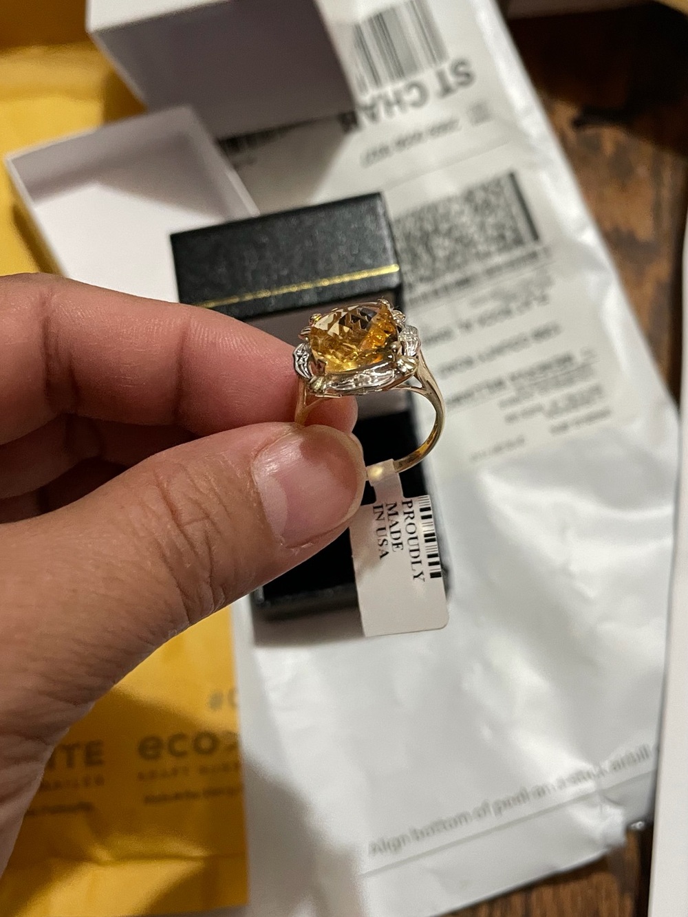 Authentic Original Vintage birthstone  citrine Cocktail Ring